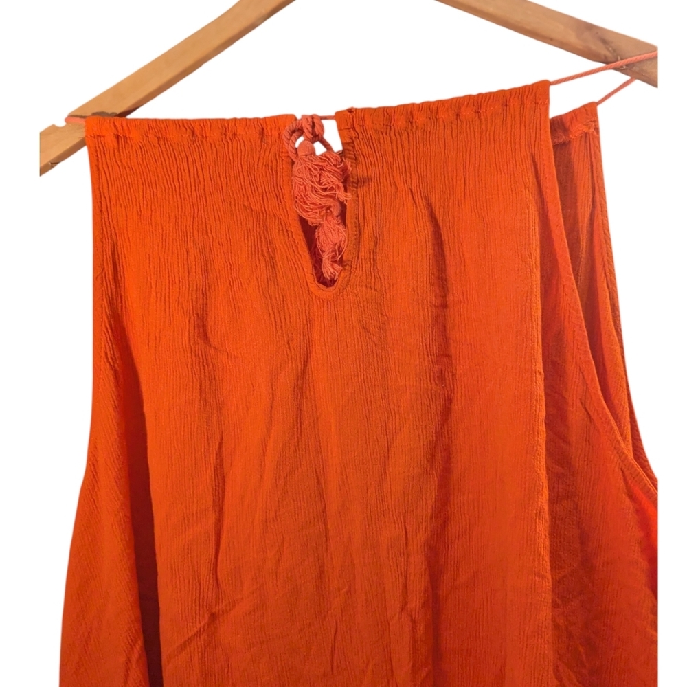(3X) For Hint of Mint Burnt Orange Lace Overlay Halter Top  Women's Plus Size 3X - Picture 3 of 5